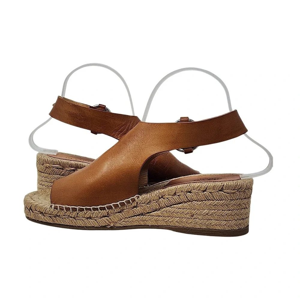 Rag & Bone Wedge Espadrille Sandals 38.5‎ 8.5 Wom Calla Tan Leather Buckle Spain
